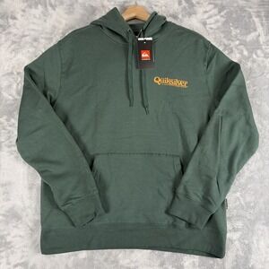 Quiksilver Mens Large Original Graphic Hoodie Fleece Sweatshirt Green Topiary